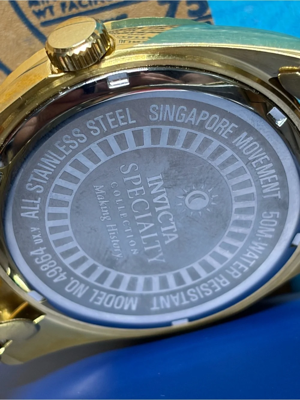 Invicta Men's New York Yankees Gold-Tone Stainless Steel Watch - White/Blue Dial